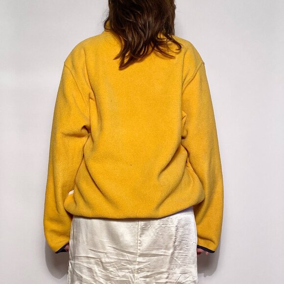 Vintage 1990s Gorpcore L.L.Bean Yellow & Navy Classic Fleece ANORAK Sweater! XL - Picture 4 of 10
